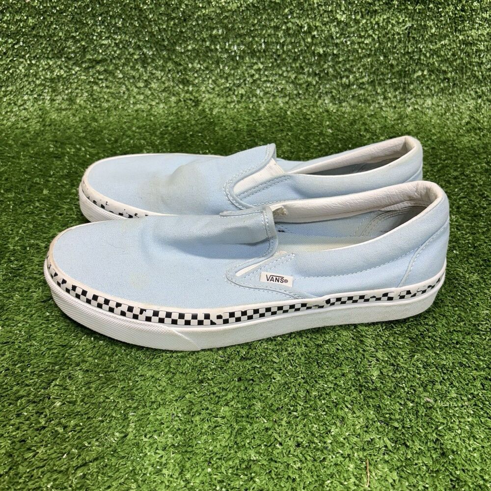Vans Classic Slip-On Size W9.5 M8 Blue White Athletic Skateboard Shoes Sneakers